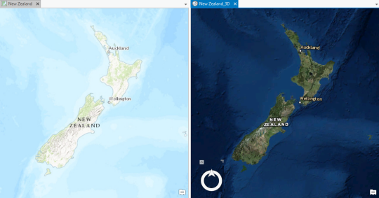 A map and a 3D scene centered on New Zealand