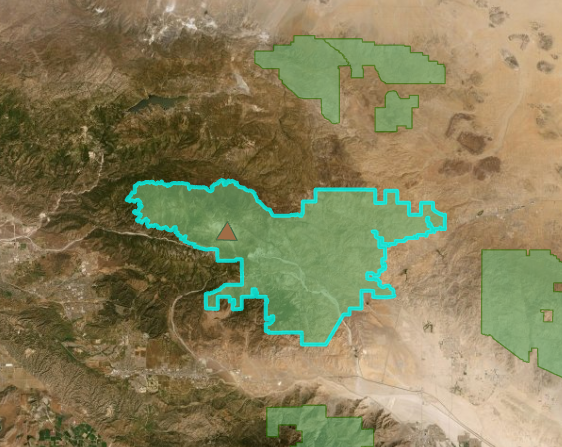 San Gorgonio Wilderness selected on the map.