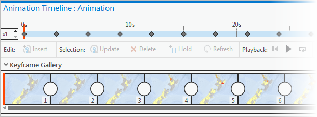 Keyframes in Animation Timeline pane