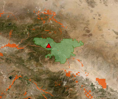 Map of San Gorgonio Wilderness and critical habitat