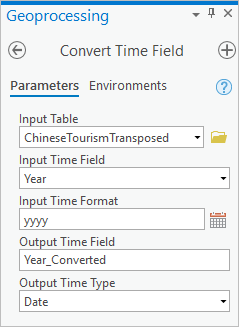 Convert Time Field parameters