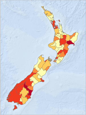 Map with graduated color symbology