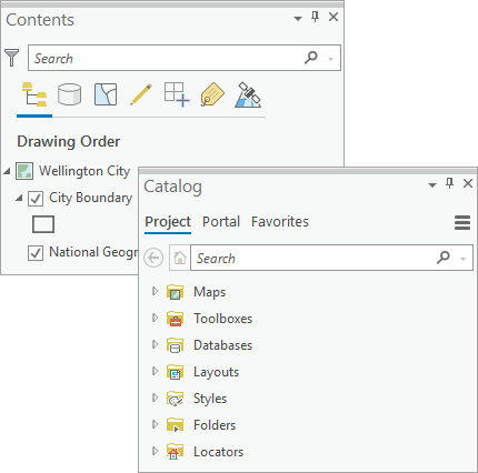 Catalog pane and Contents pane