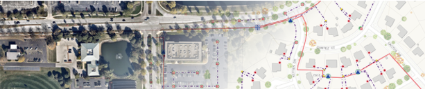 Visualization of a utility network in a neighborhood