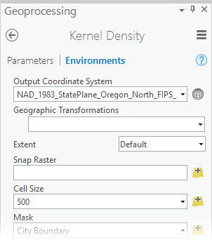 Environments tab of a tool dialog box