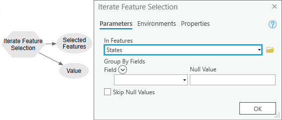 Iterate Feature Selection tool dialog box