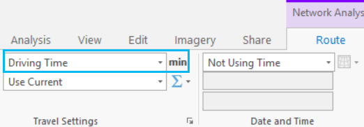 Network Analyst ribbon travel mode setting