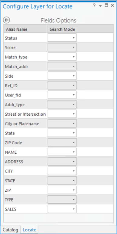 The Configure Layer for Locate view