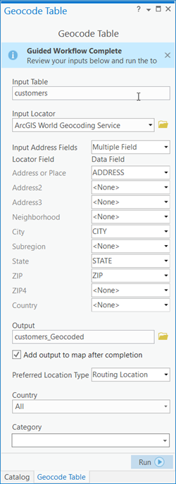 Geocode Table completed tool