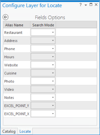 The Configure Layer for Locate view