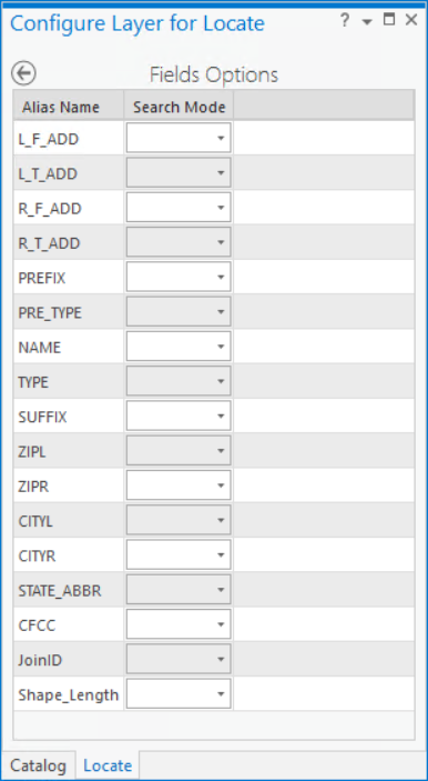 Configure Layer for Locate pane