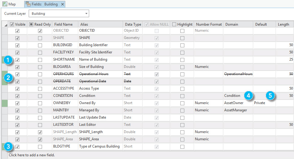 Example edits done in Fields view