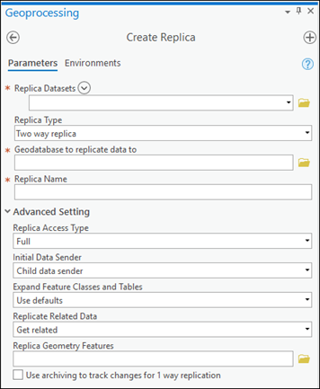 Create Replica geoprocessing tool