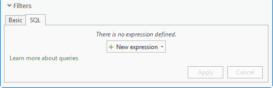 SQL tab with default content