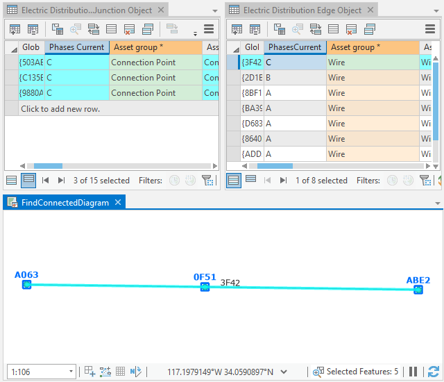 Diagram features selected in the diagram after clicking Apply To Diagrams