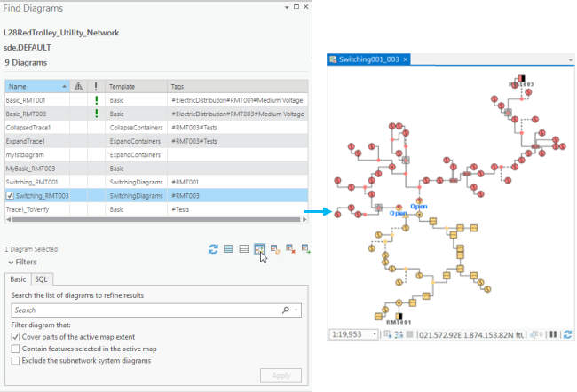 Reopening a diagram using the Find Diagrams pane