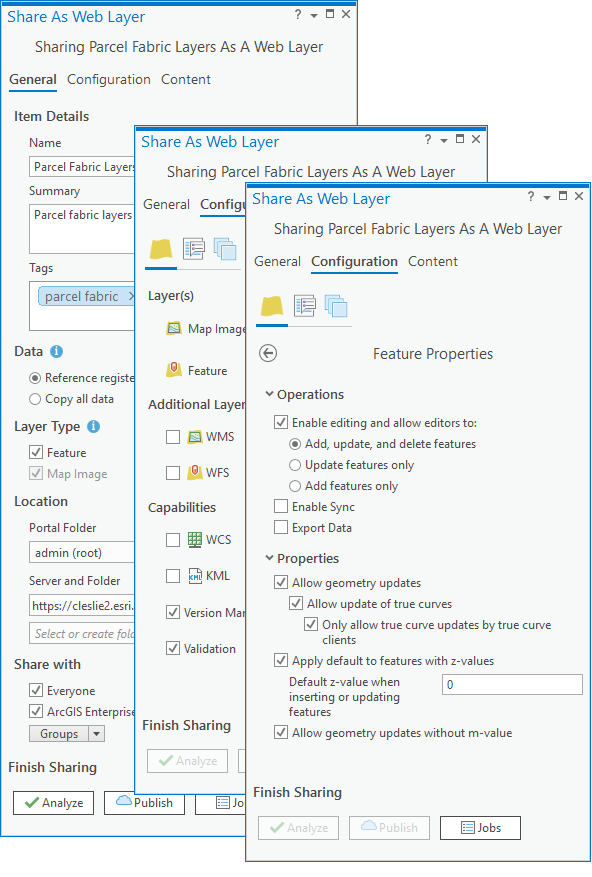 Publish the parcel fabric layer as a feature service.