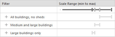 A building layer with three display filters