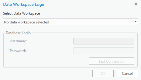 Data Workspace Login dialog box