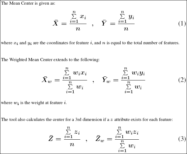 Mathematics behind the Mean Center tool