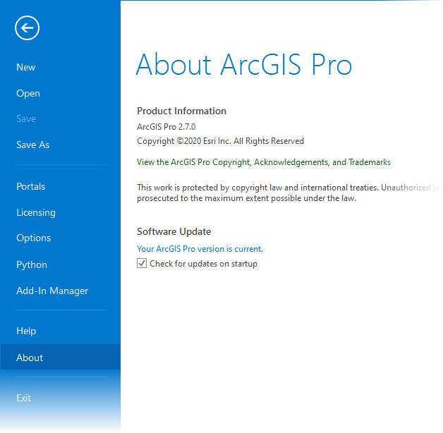 ArcGIS Pro Settings page