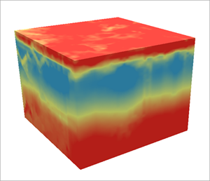 Geostatistical layer represented as a voxel layer.