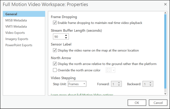 Workspace configuration dialog box