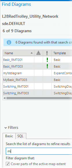 Refining find diagrams list with a letter