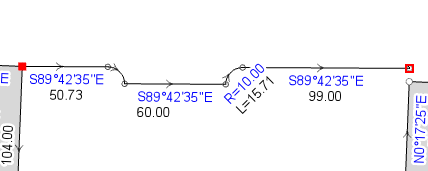 A traversed line without the ground to grid correction