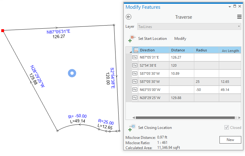 Parcel traverse with seed