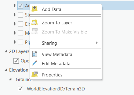 Discipline layer menu options