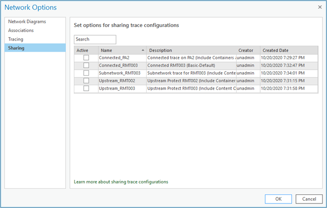 Sharing tab of the Network Options dialog box