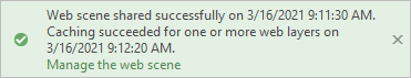 Success message for sharing a web scene