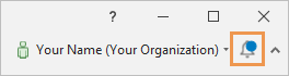 Notifications button with an available notification