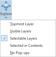 Explore tool drop-down settings