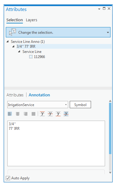 Attributes pane