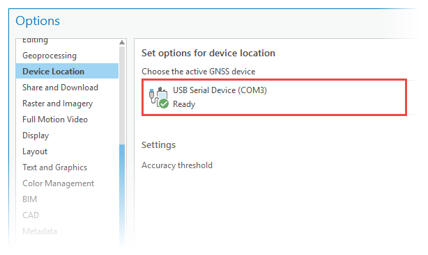 Device Location Options