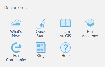 Resources on the ArcGIS Pro start page