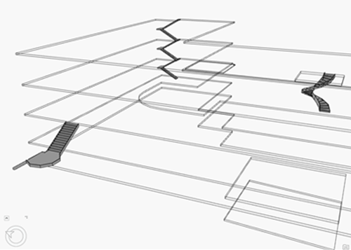 Stairs and floors as a wireframe