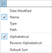 Drop-down list of sort options