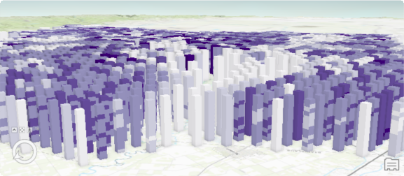 Output of the Value Display Theme in the Visualize Space Time Cube in 3D tool