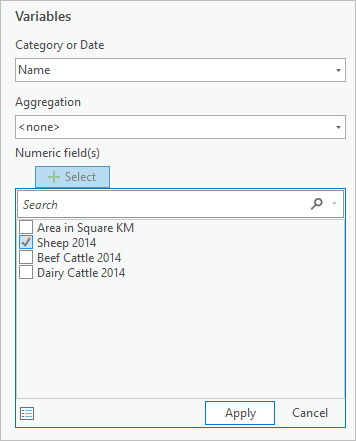 Settings in the Chart Properties pane