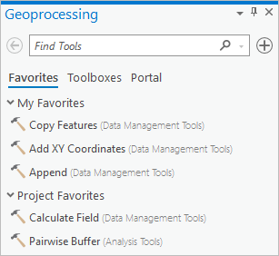 Favorites tab in the Geoprocessing pane