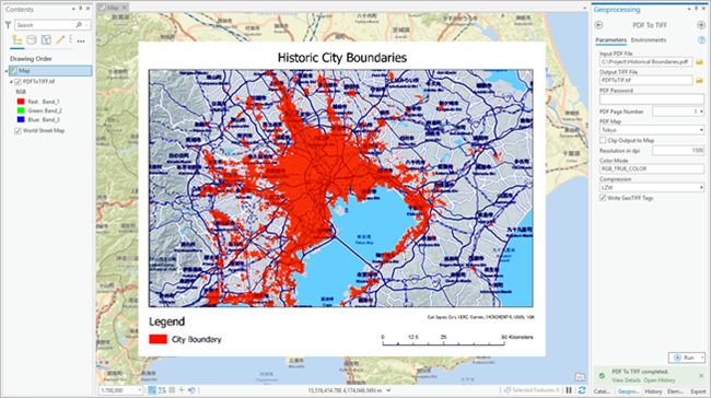 Map view containing a georeferenced TIFF image.