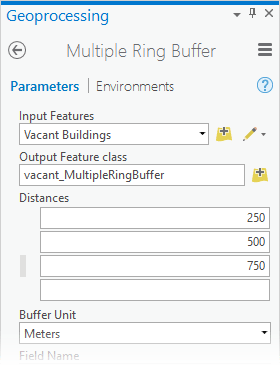 Distances parameter of Multiple Ring Buffer tool