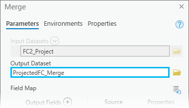 Setting the Merge tool Output Dataset parameter