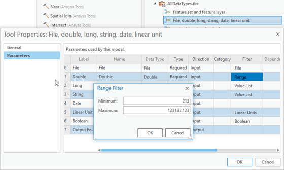 Updating a tool's range filter