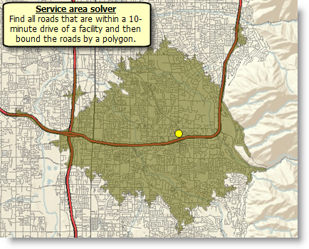 A 10-minute service area polygon