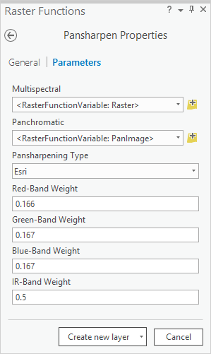 Pansharpen parameters