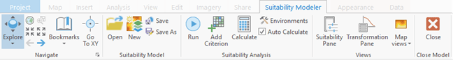 Suitability Modeler ribbon